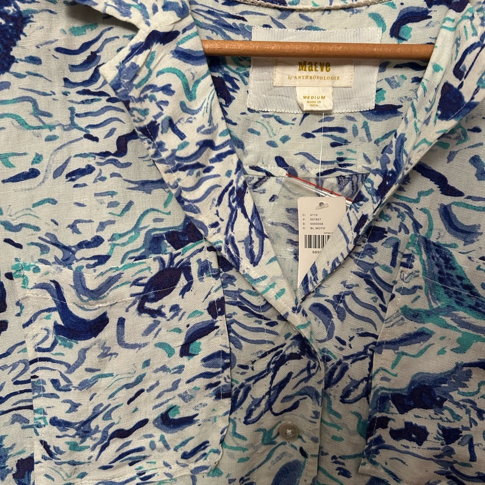 Maeve Blue and Teal Patterned Casual Shirt